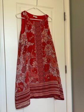 Max Studio Coral Red Floral Shift Dress